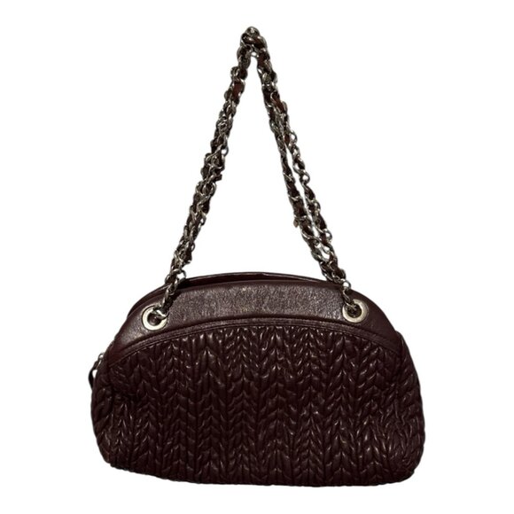 Vintage Leather Suarez Shoulder Bag Burgundy Braided Chain Strap Medium - Picture 12 of 16